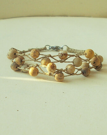 Jaspis krajobrazowy Bransoletka lniana, galeria nuit