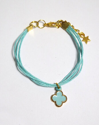 Bransoletka - Kwiat - sznureczki, jasno turkusowa, yenoo