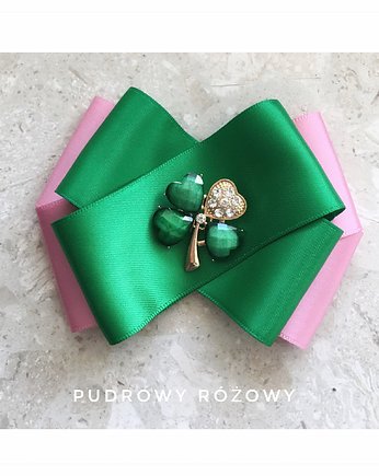 Brosza z czterolistną koniczyną  Na szczęście Nowość, Pudrowy Różowy