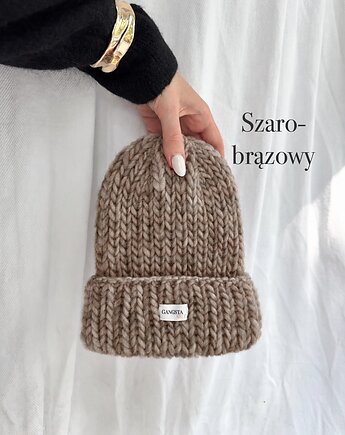 Czapka Lily 100% wełna *szaro-brązowy*, GANGSTA KNIT