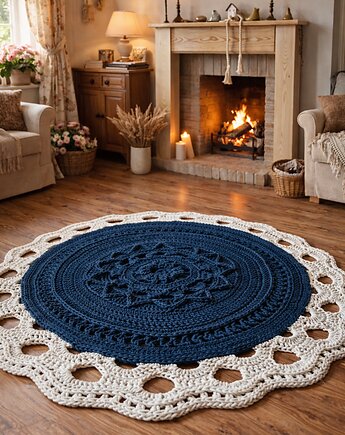 Okrągły dywan bawełniany Rustic Style 120 cm, Knitting Factory