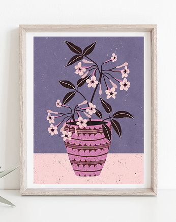 Pink flower plakat art giclee print A3, ZANETA ANTOSIK PRINTS