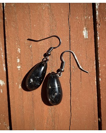 Czarne kolczyki z kwarcem, Figa handmade accessories
