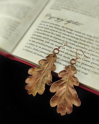 Liście dębu XII kolczyki miedziane, Treemasters Copper Jewelry
