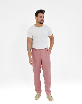 Lniane spodnie SUNSET dusty pink, OSOBY - Prezent dla emeryta