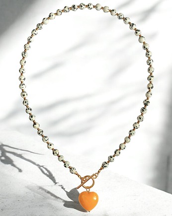 Jaspis dalmatyński i serce : miodowe : naszyjnik, kaktusia