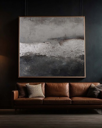 Abstrakcyjny obraz, ręcznie malowany, SREBRO, Diana Abstract Art