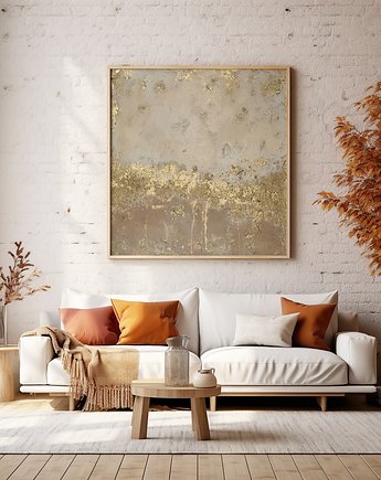 Złota abstrakcja STRUKTURALNA, ręcznie malowany obraz, Diana Abstract Art