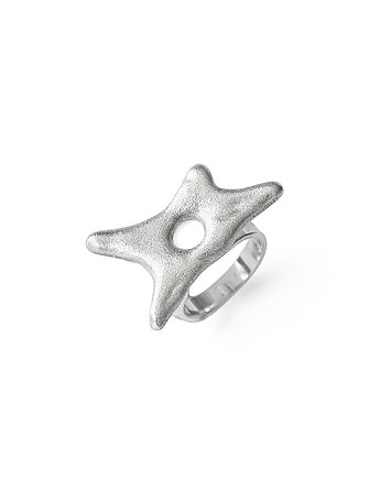 Pierścionek srebrny Sol II z diamentowym wykończeniem, Gutowska jewelry