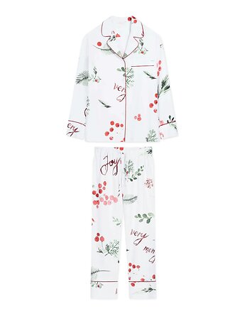 Piżama Very Merry długa, White pocket