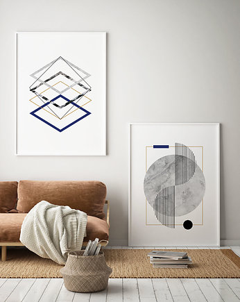 Dyptyk - Marine 1 i 3  -  dwa plakaty geometryczne, PLAKATY GEOMETRYCZNE