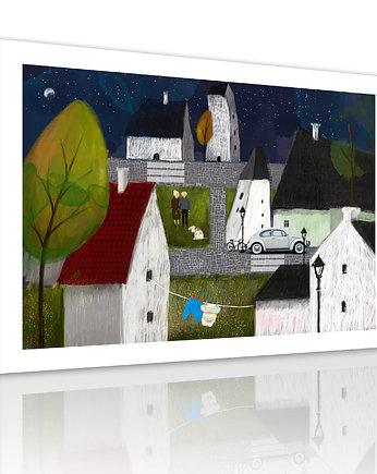 OBRAZ NA PŁÓTNIE -  80x60cm MIASTO NOCĄ, LUdesign gallery