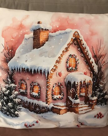 Poduszka gwiazdkowa z chatką z piernika, MOJAMAJA