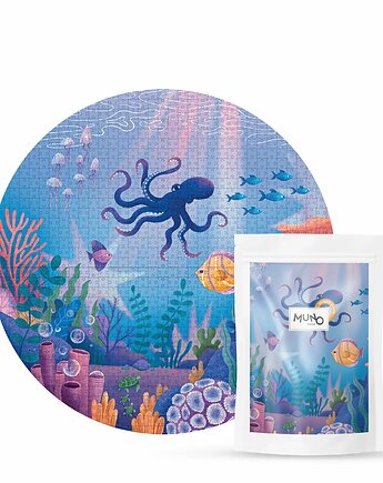 Puzzle 500 okrągłe "Sealife" by Gosia Zych w eco woreczku, MUNO puzzle