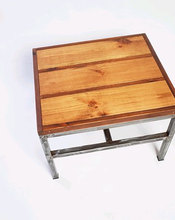 Stolik kawowy z drewna sosnowego i profili stalowych handmade, RZEMIOCHA
