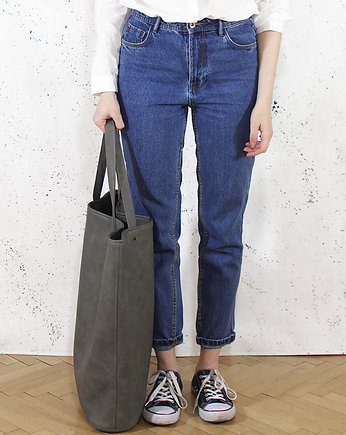 Mega shopper torba szara na zamek, hairoo