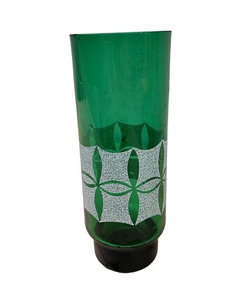 Zielony, szklany wazon  VEB Kunst Glas Wasungen, Niemcy, lata 60., Good Old Things