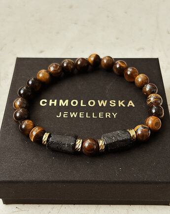 Bransoletka męska Tygrysie Oko i Turmalin, Chmolowska Jewellery