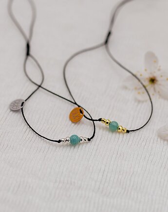 Bransoletka sznurkowa z Amazonitem, w hand works