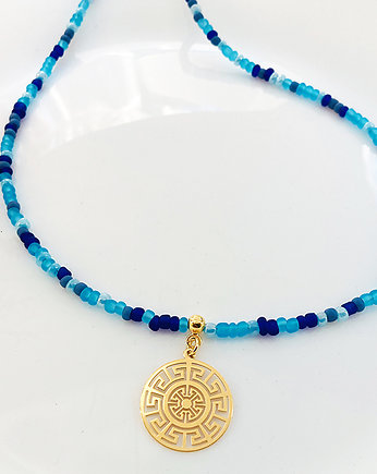 Grecki Naszyjnik choker niebieskie koraliki, Anemon Atelier