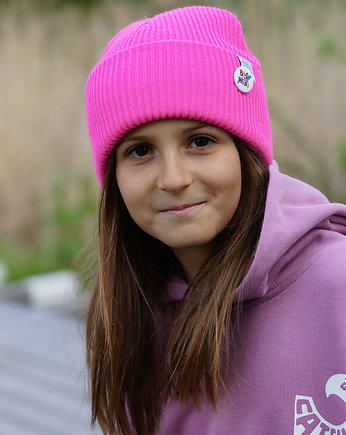 Neon Pink czapka dla dziecka logo kolor, Brain Inside