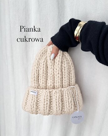 Czapka Nordic 100% wełna *pianka cukrowa*, GANGSTA KNIT