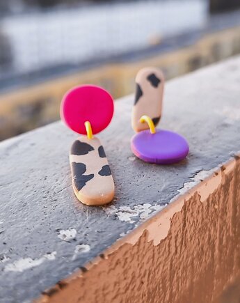 Zabawne kolczyki I KROPKA panterka, sploteka