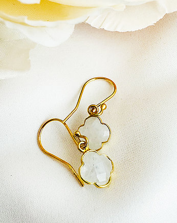 LUCKY DAY- Kolczyki kamień księżycowy, koniczynka, Anemon Atelier