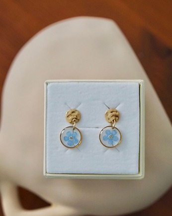 Kolczyki wiszące z niezapominajkami, ANKO rekodzielo