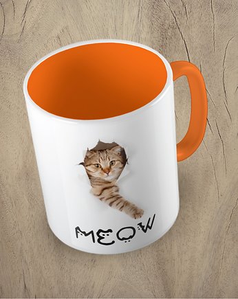 Kolorowy kubek z hasłem CAT MEOW PAPER - mix kolorów, Fotobloki and decor
