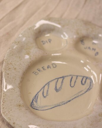 Handmade Ceramic Breakfast Plate with Labeled Compartments, Clay Grandma