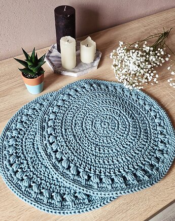 Podkładki na stół ze sznurka - brudny błękit, Damariz