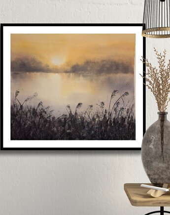 Obraz akwarelowy "Trawy" oprawiony w passe-partout 40x50 cm, Betańska Studio