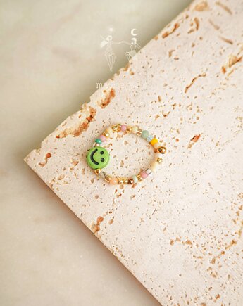 Pierścionek elastyczny Mix&Match zielony uśmiech, Maybe Jwlr