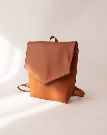 LINE Chai-Brown Vegan-Leather Backpack, Zoe&co