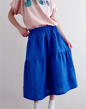 Spódnica  z kieszeniami "FALA" len 100%, madebyjokpa