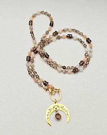 Naszyjnik Lunula  z Kwarcem Dymnym, ILEA