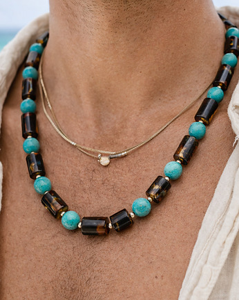 Naszyjnik bursztynowy męski, bursztyn bałtycki, AmberMal