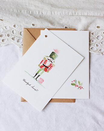 Delikatna kartka świąteczna "Dziadek do orzechów", papierkarnia