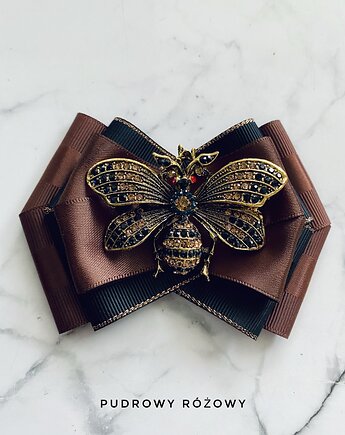 Brosza z cudnym Owadem z kryształków New Jesień, Pudrowy Różowy