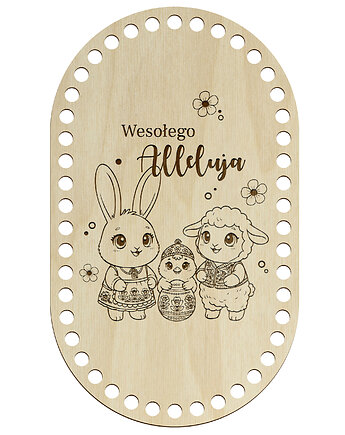 Drewniana Baza na Wielkanoc OWALNA do Szydełkowania Koszyczka pod Szydełko, smxdsgn