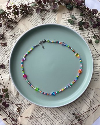 Kolorowy naszyjnik serca serduszka, Panji Handmade