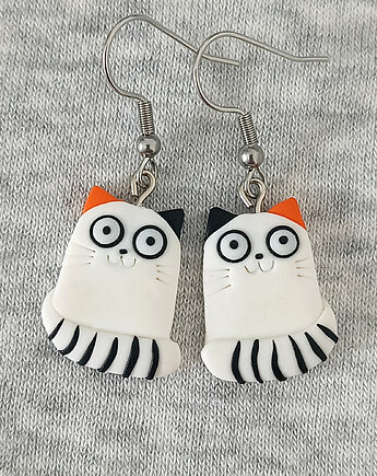 Kolczyki Śmieszne Białe Koty, OMIFIMO