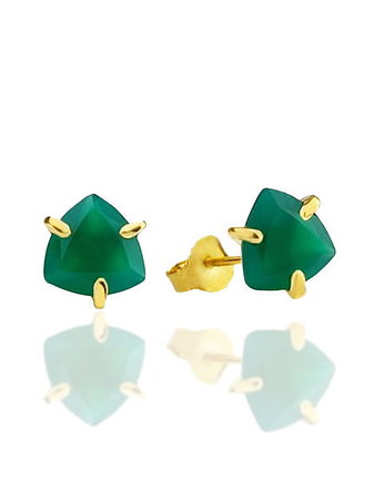 Kolczyki Chalcedon Chromowy 3 ct. Trylion, Brazi Druse Jewelry