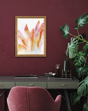 Aloes pomarańcz/róż a4 - akwarela, Bohemian Soul atelier by M.