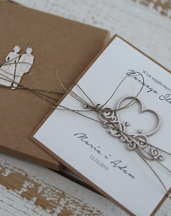 Oryginalna kartka ślubna ręcznie robiona na ślub młoda para, sorte