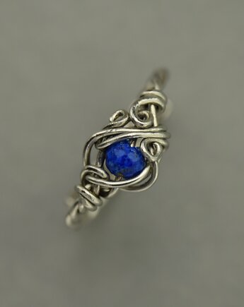Pierścionek regulowany lapis lazuli wire wrapping, OSOBY - Prezent dla Dziewczyny