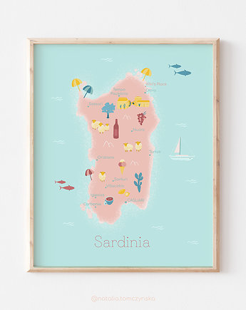 Plakat - Mapa Sardynii, Natalia Tomczyńska