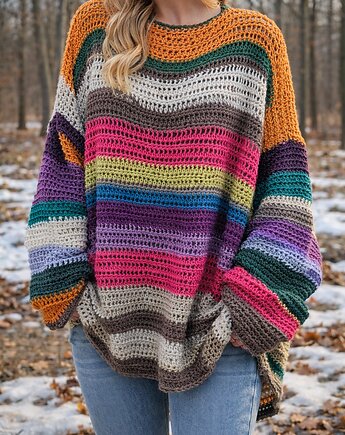 Wełniany sweter oversize, Las i Łąka