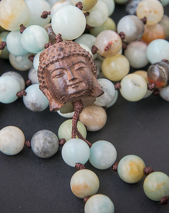 AMAZONITOWY BUDDA Mala /// naszyjnik XXL, NOMAD ACCESSORIES